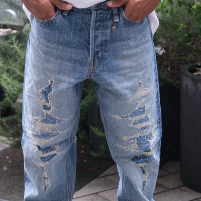 FDMTL Distressed Boro Selvedge Jeans (Regular Straight)
