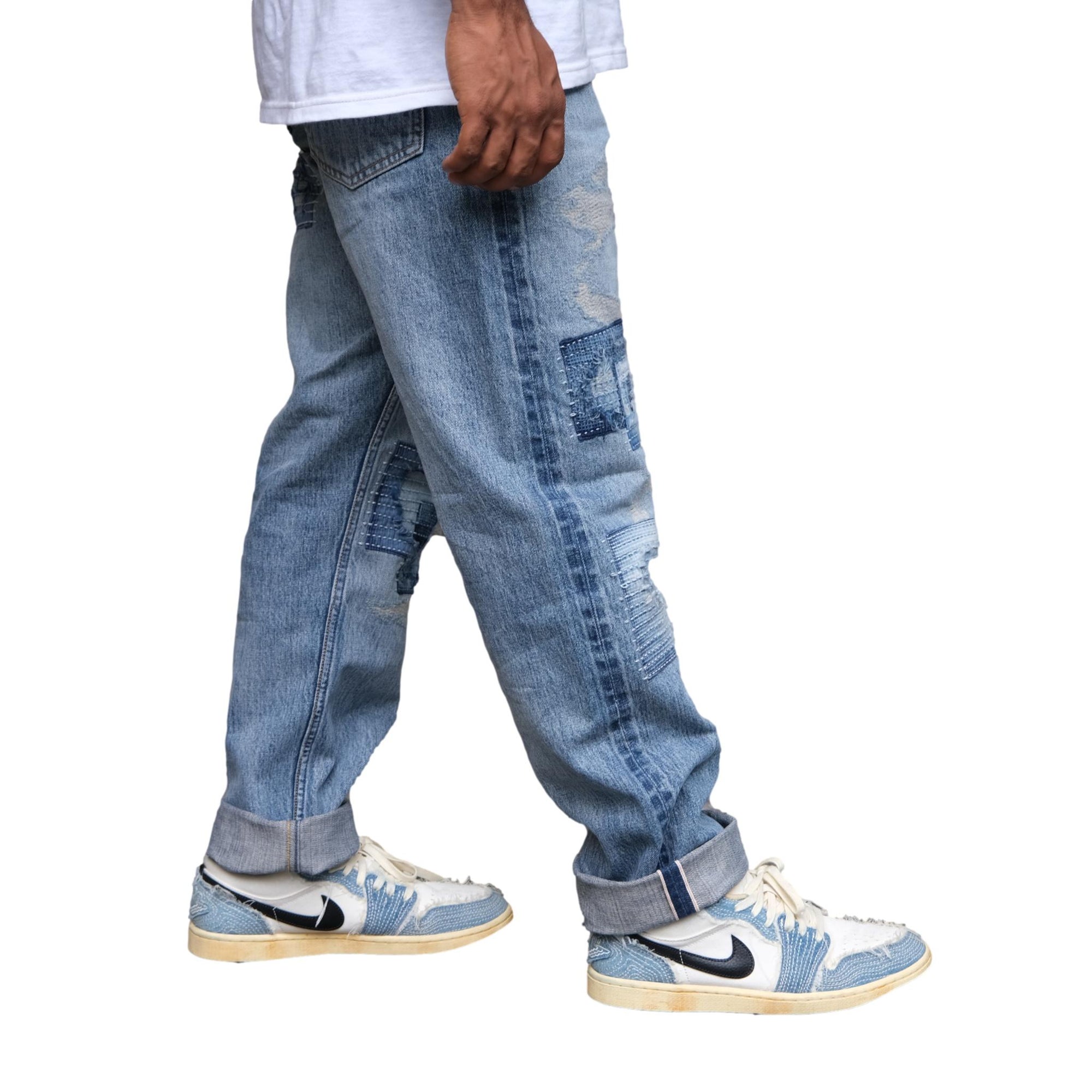 FDMTL Distressed Boro Selvedge Jeans (Regular Straight)