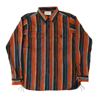 Samurai Jeans SIN23-02 Heavyweight Rope Dyed Indigo x Orange Flannel Shirt