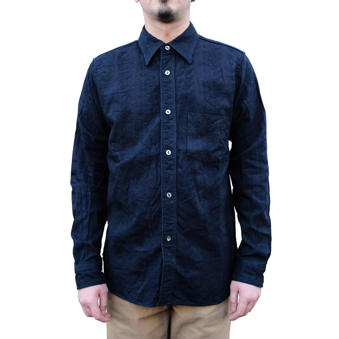Samurai Jeans SSS26-01 "Sengen" Indigo Jacquard Work Shirt