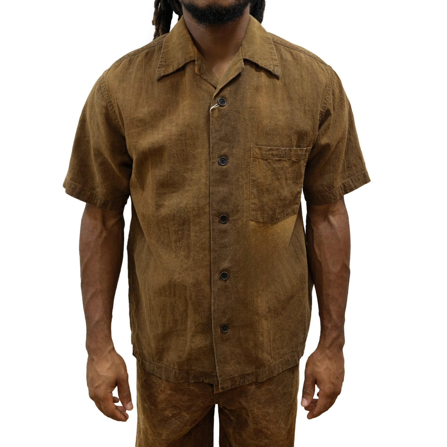 [Pre-Order] Studio D'Artisan Hand-dyed "Kakishibu-zome" Aloha Shirt