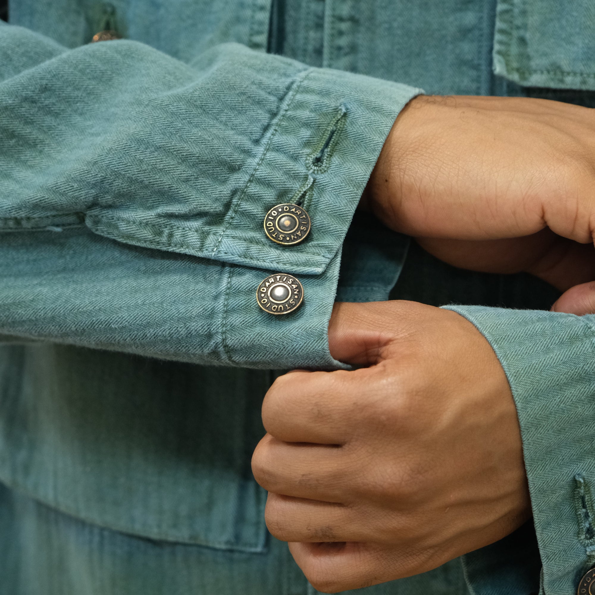 [Pre-Order] Studio D'Artisan "Indigo. Green" Herringbone Military Coverall