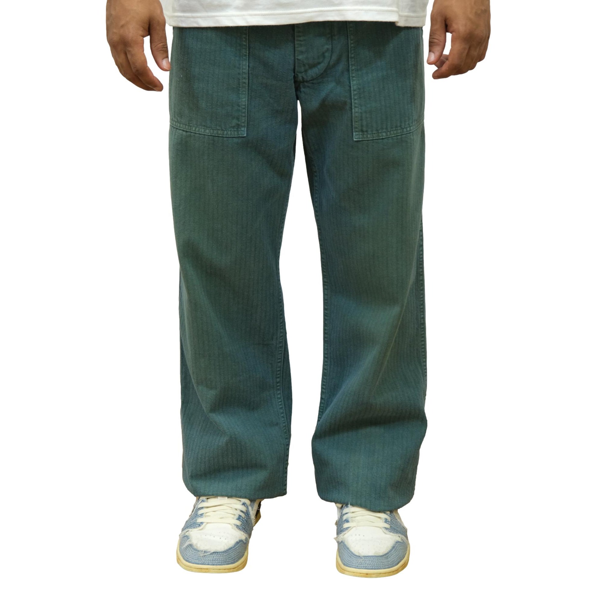[Pre-Order] Studio D'Artisan "Indigo Green" Herringbone Baker Pants