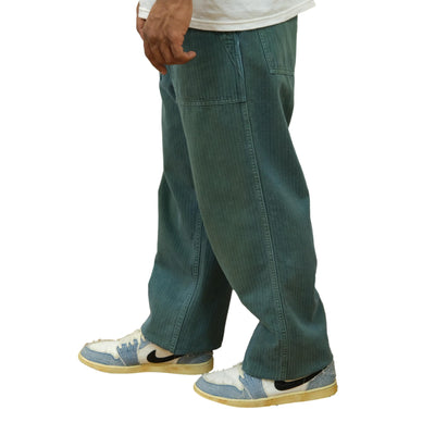 [Pre-Order] Studio D'Artisan "Indigo Green" Herringbone Baker Pants
