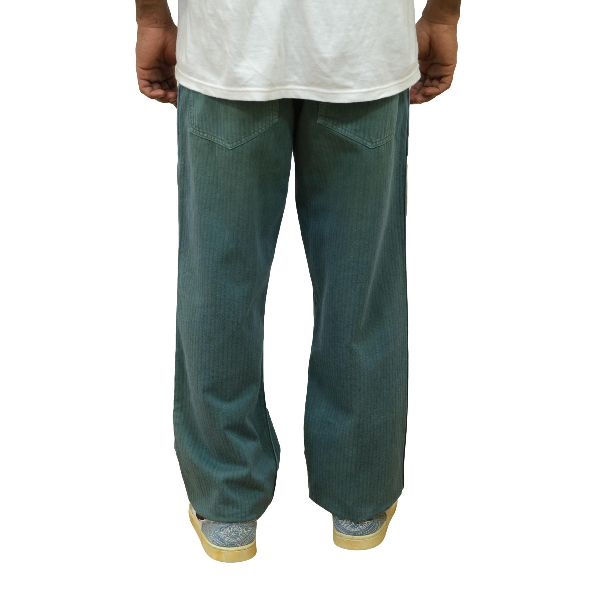 [Pre-Order] Studio D'Artisan "Indigo Green" Herringbone Baker Pants