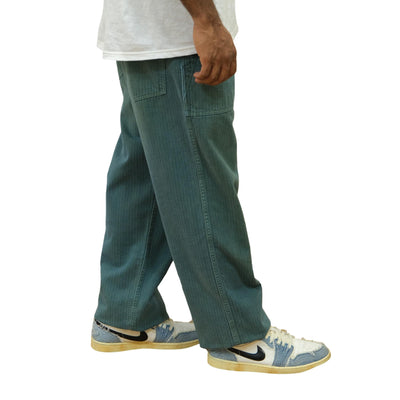 [Pre-Order] Studio D'Artisan "Indigo Green" Herringbone Baker Pants