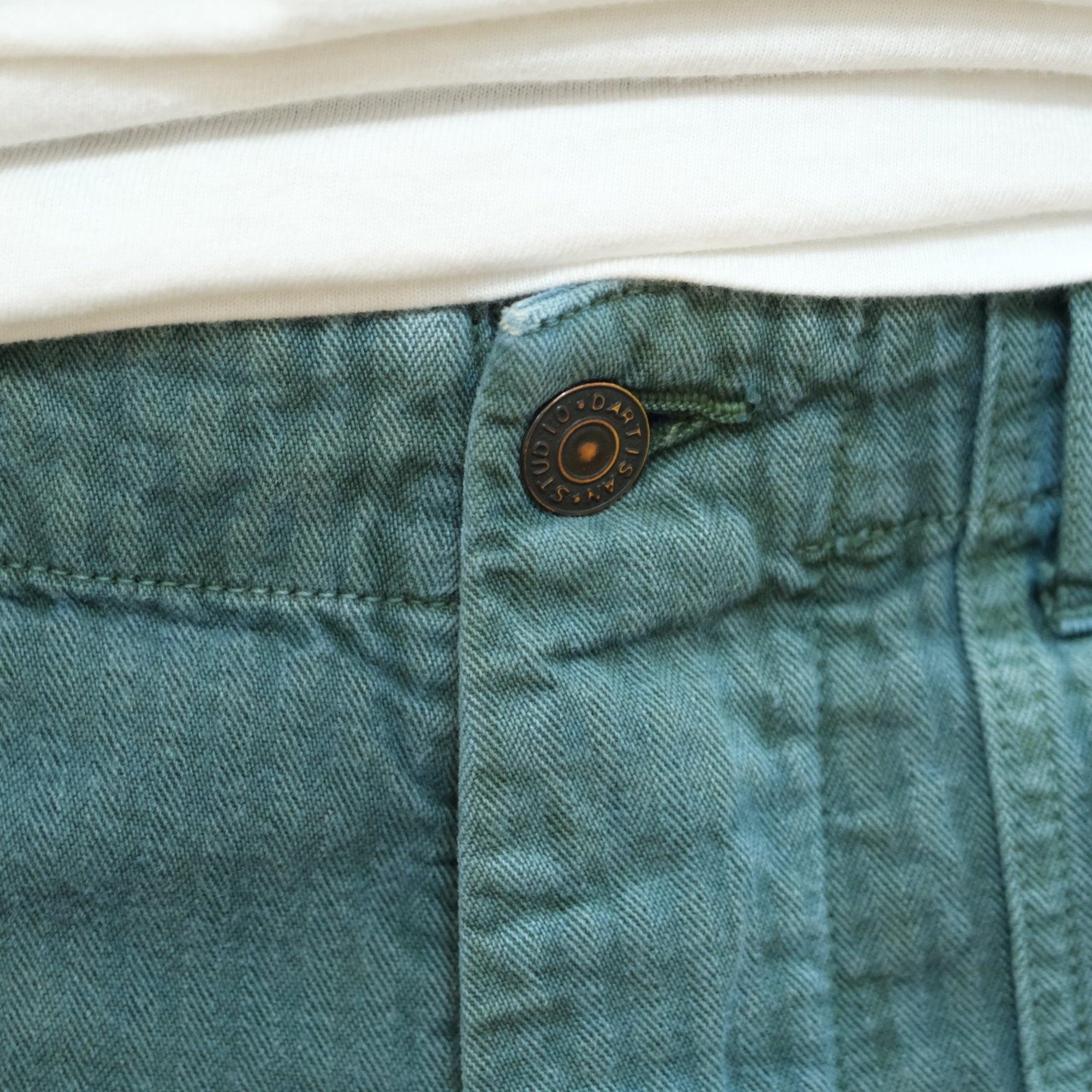 [Pre-Order] Studio D'Artisan "Indigo Green" Herringbone Baker Pants