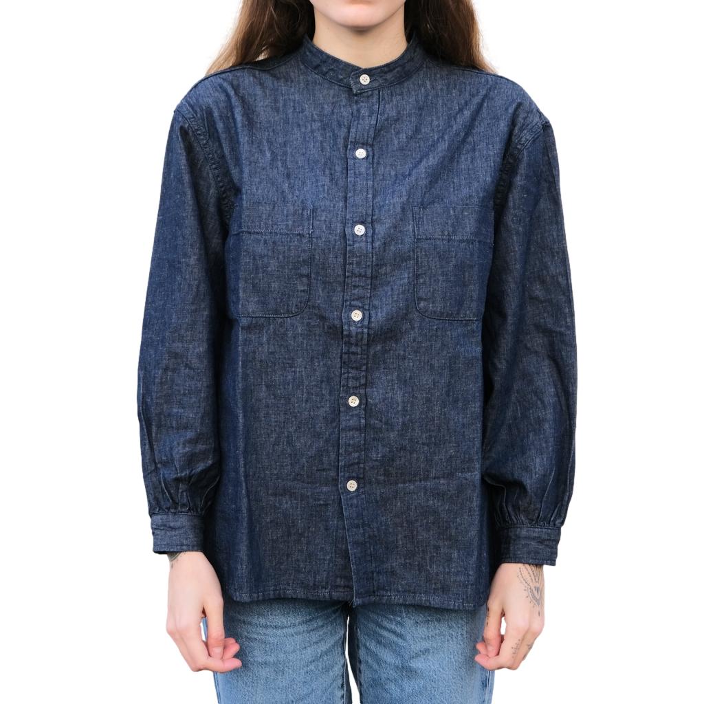 Women's] Studio D'Artisan Denim Band Collar Shirt - Okayama