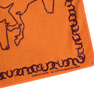 Samurai Jeans "Galloping Horses" Selvedge Bandana (Orange) - Okayama Denim