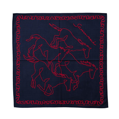 Samurai Jeans "Galloping Horses" Selvedge Bandana (Navy) - Okayama Denim