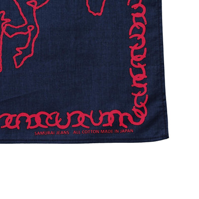 Samurai Jeans "Galloping Horses" Selvedge Bandana (Navy) - Okayama Denim