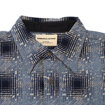 Samurai Jeans SSS26-YBC "Snowfall" Indigo Ombre Check Work Shirt