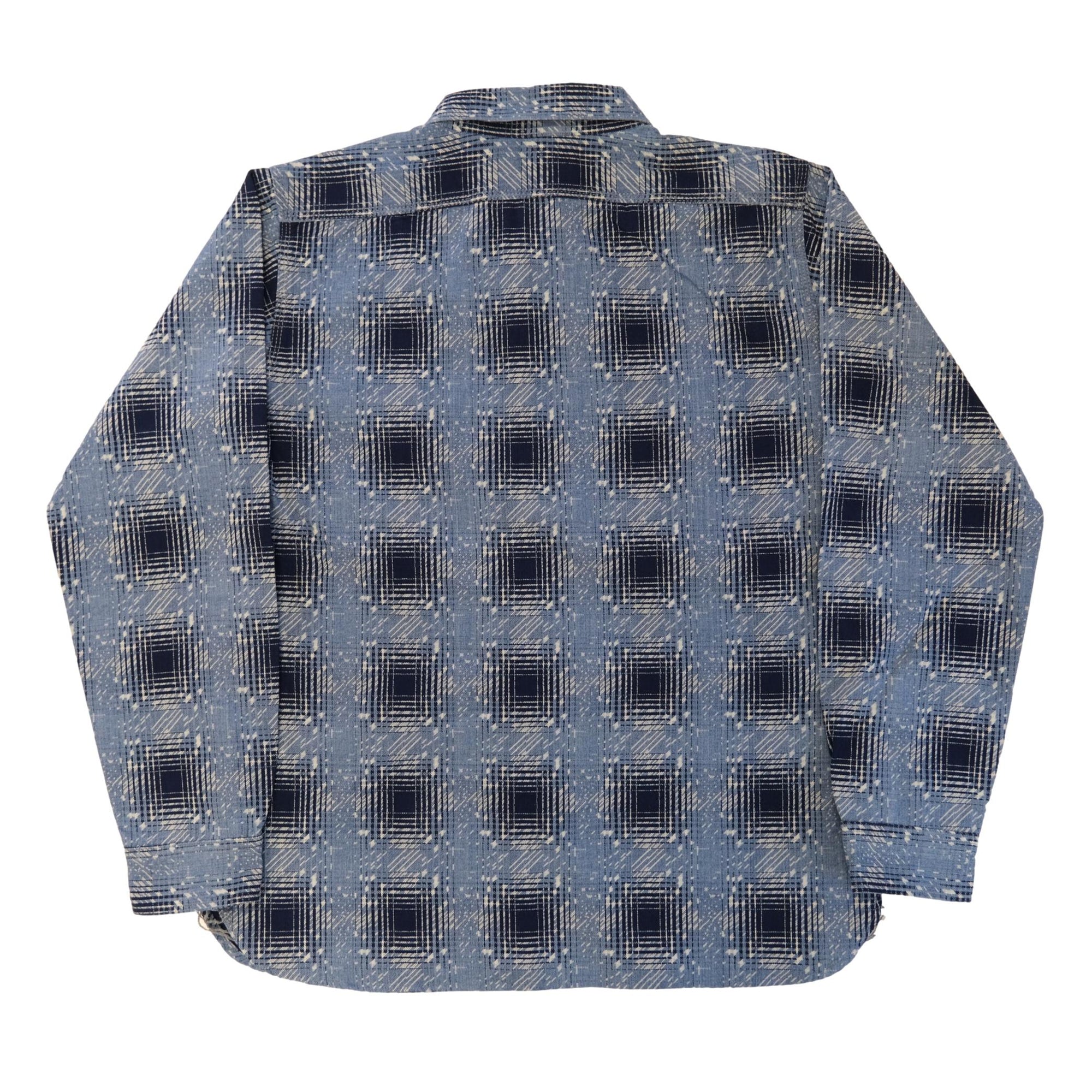 Samurai Jeans SSS26-YBC "Snowfall" Indigo Ombre Check Work Shirt