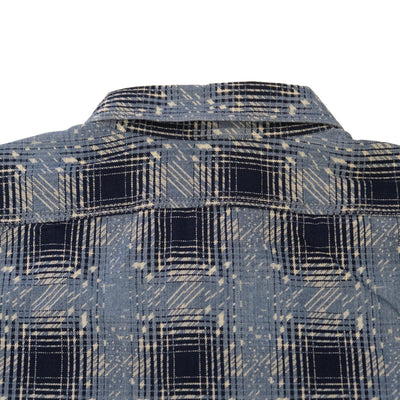 Samurai Jeans SSS26-YBC "Snowfall" Indigo Ombre Check Work Shirt