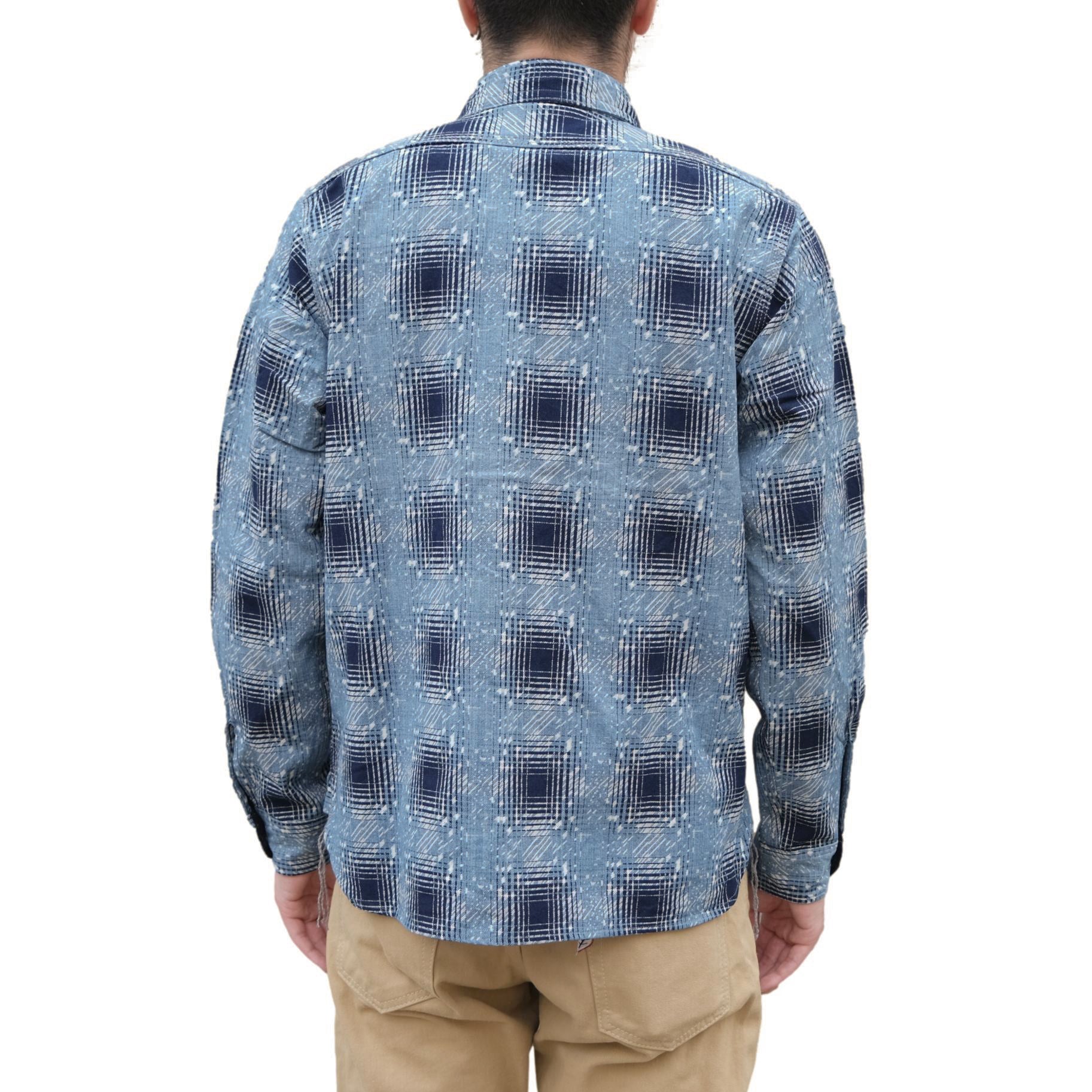 Samurai Jeans SSS26-YBC "Snowfall" Indigo Ombre Check Work Shirt