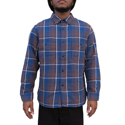 Fullcount Check Flannel Work Shirt (Blue)