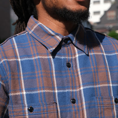 Fullcount Check Flannel Work Shirt (Blue)