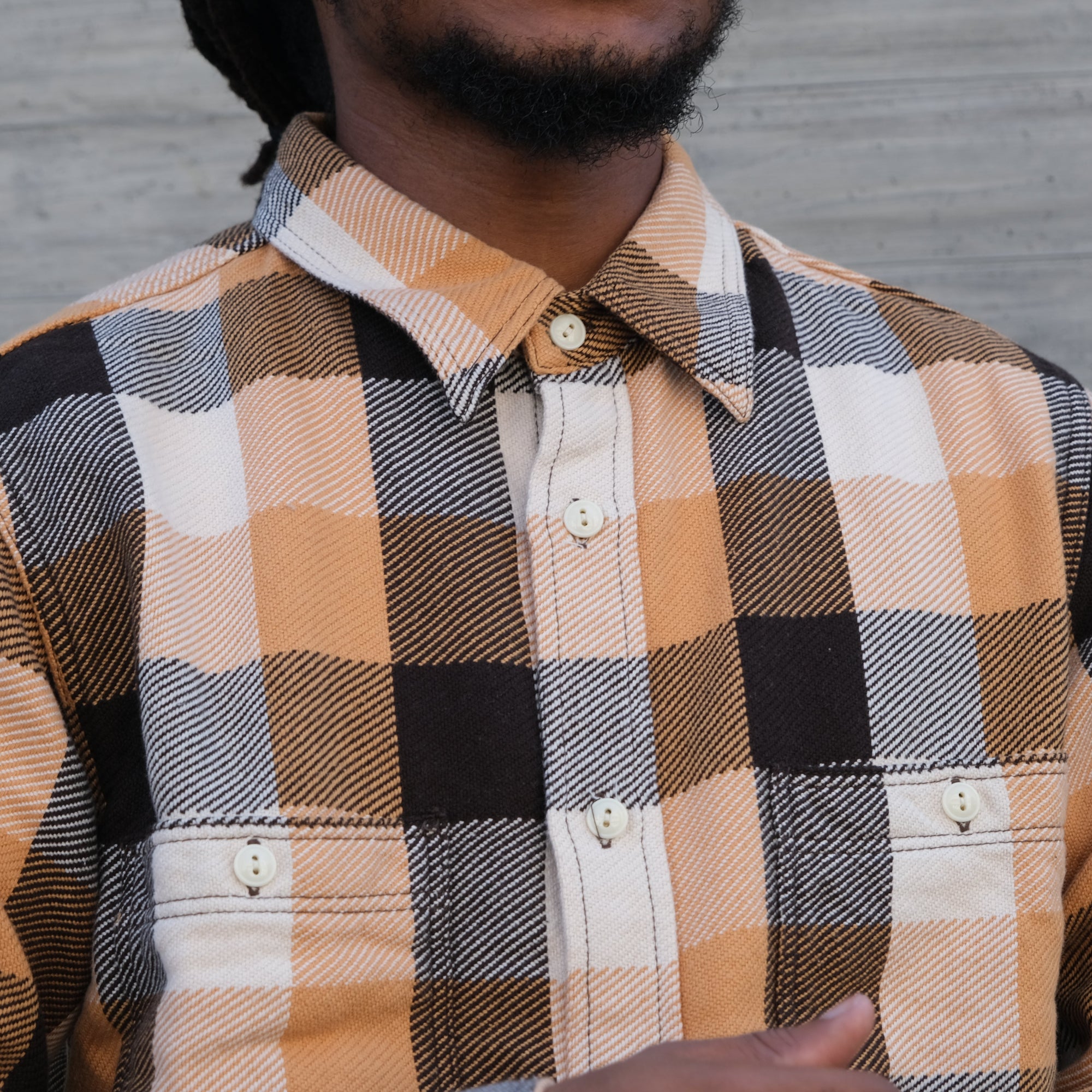 Fullcount Check Flannel Work Shirt (Beige)
