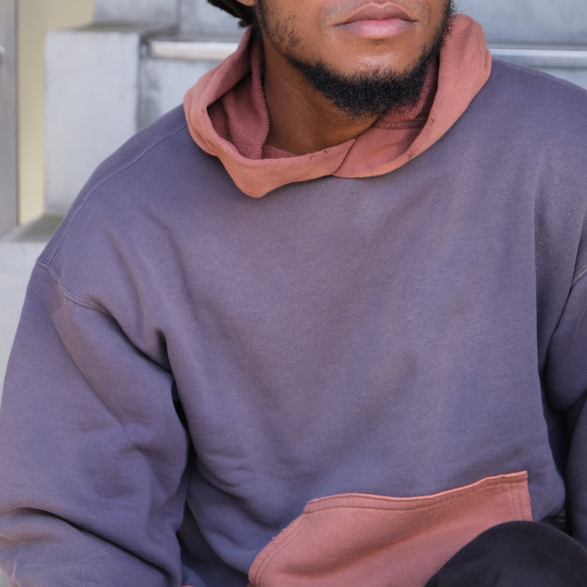 Fullcount "Fading" Loopwheel Hooded Sweatshirt (Egg x Bordeaux)
