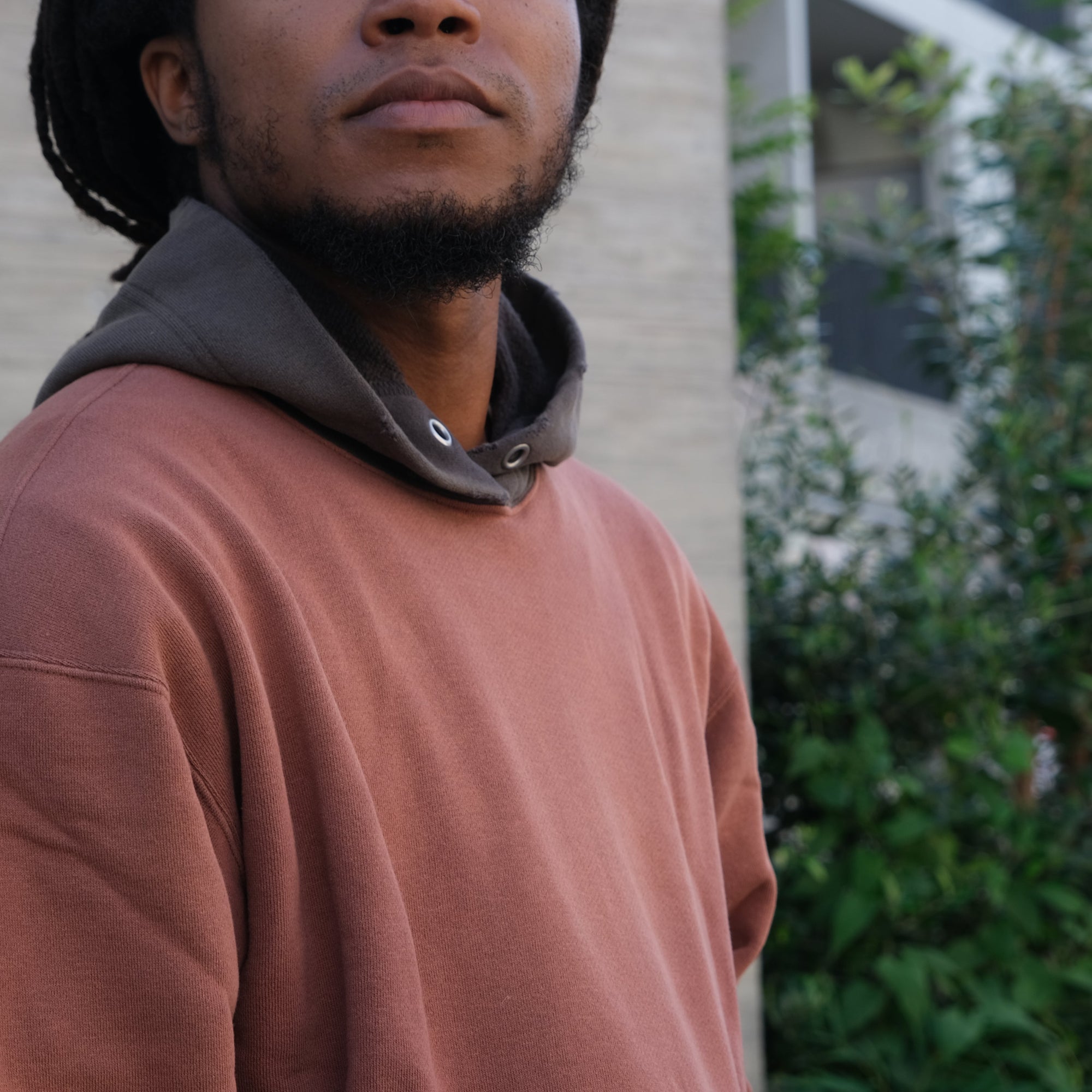 Fullcount "Fading" Loopwheel Hooded Sweatshirt (Bordeaux x Black)
