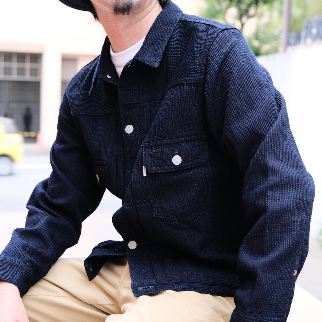 Omoto Denim 12oz. Indigo Cube Sashiko Type 2 Jacket