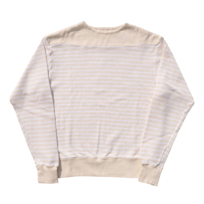 Loop & Weft Shadow Border Big Seed Stitch Knit Boatneck Pullover (Ivory)