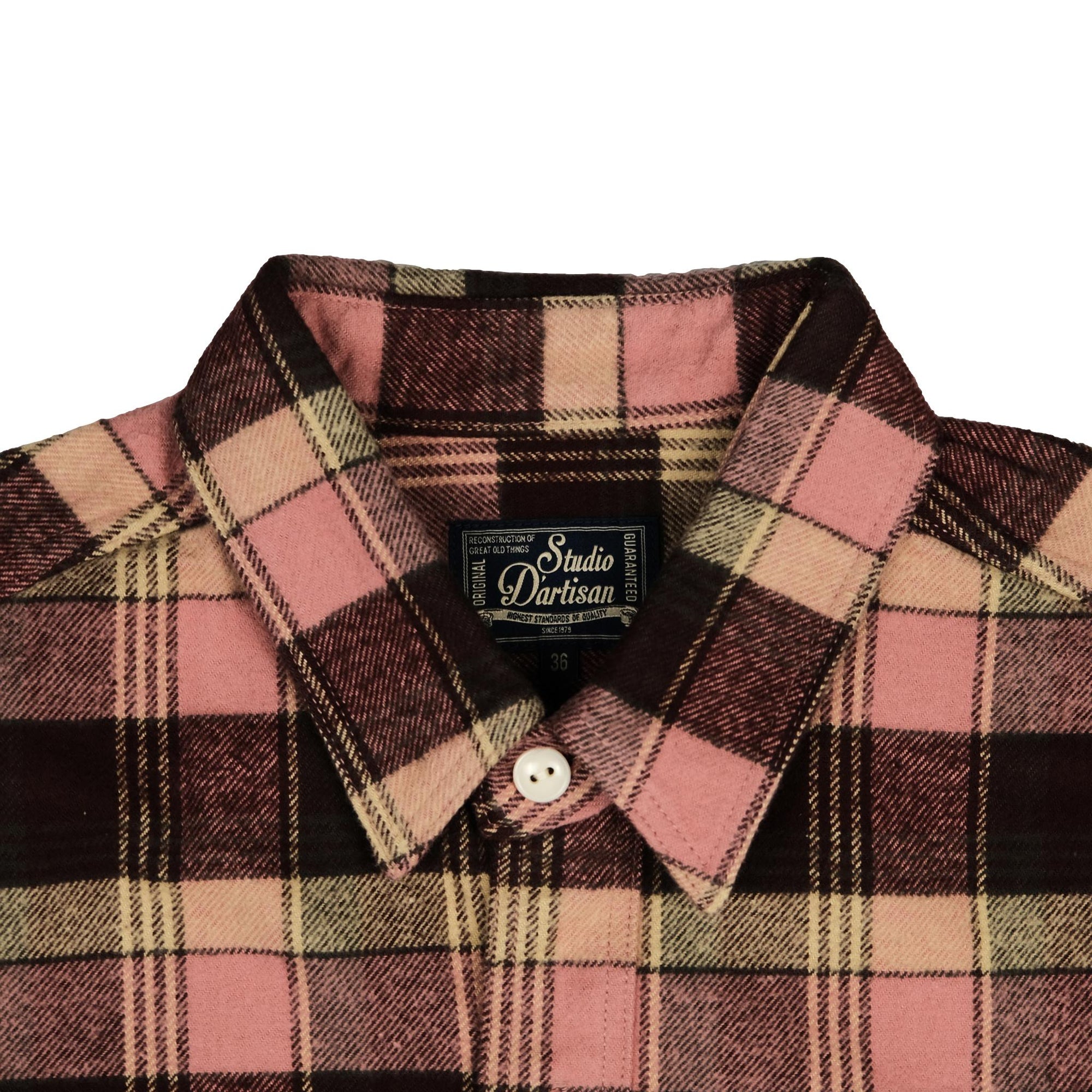 Studio D'Artisan No.8 Heavyweight Check Flannel Shirt (Red)