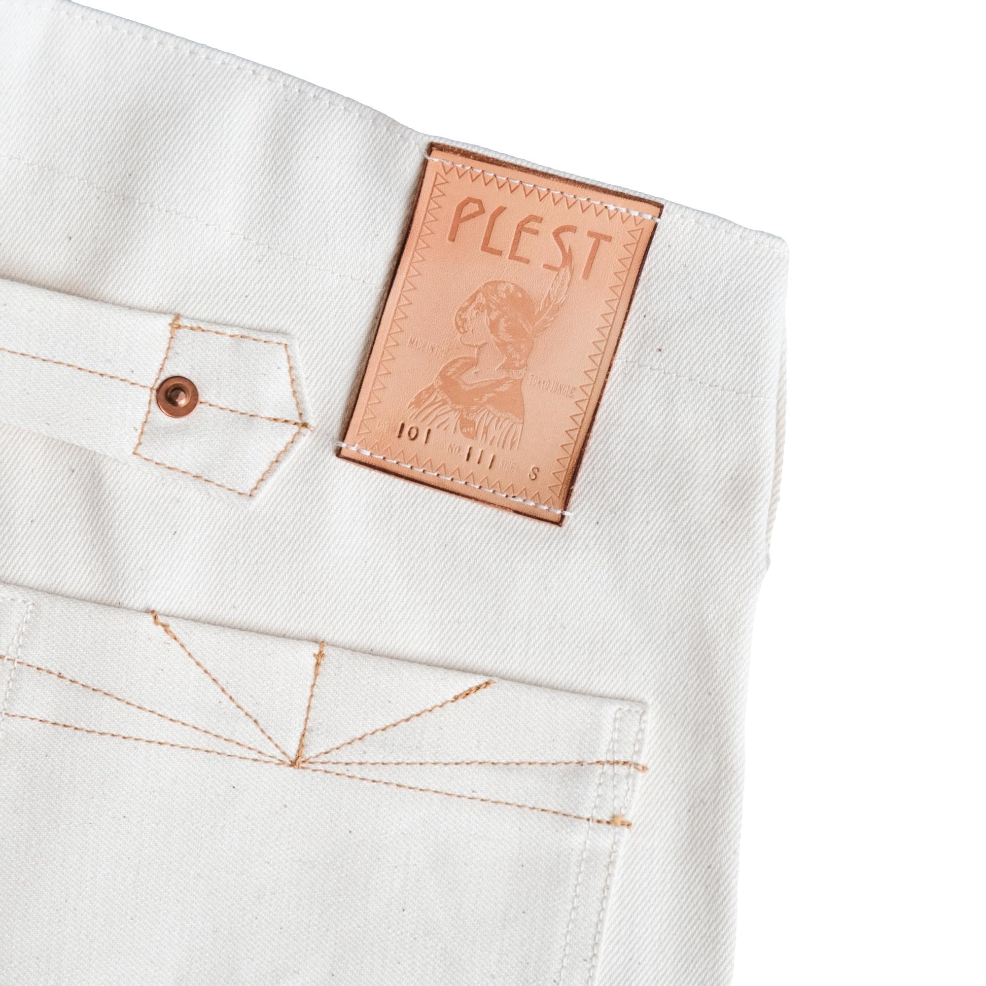 Plest "101" Ecru Selvedge Denim Jeans