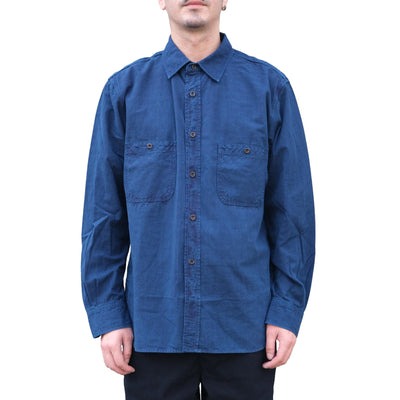 Omnigod Indigo Gingham Check Selvedge Chambray Work Shirt
