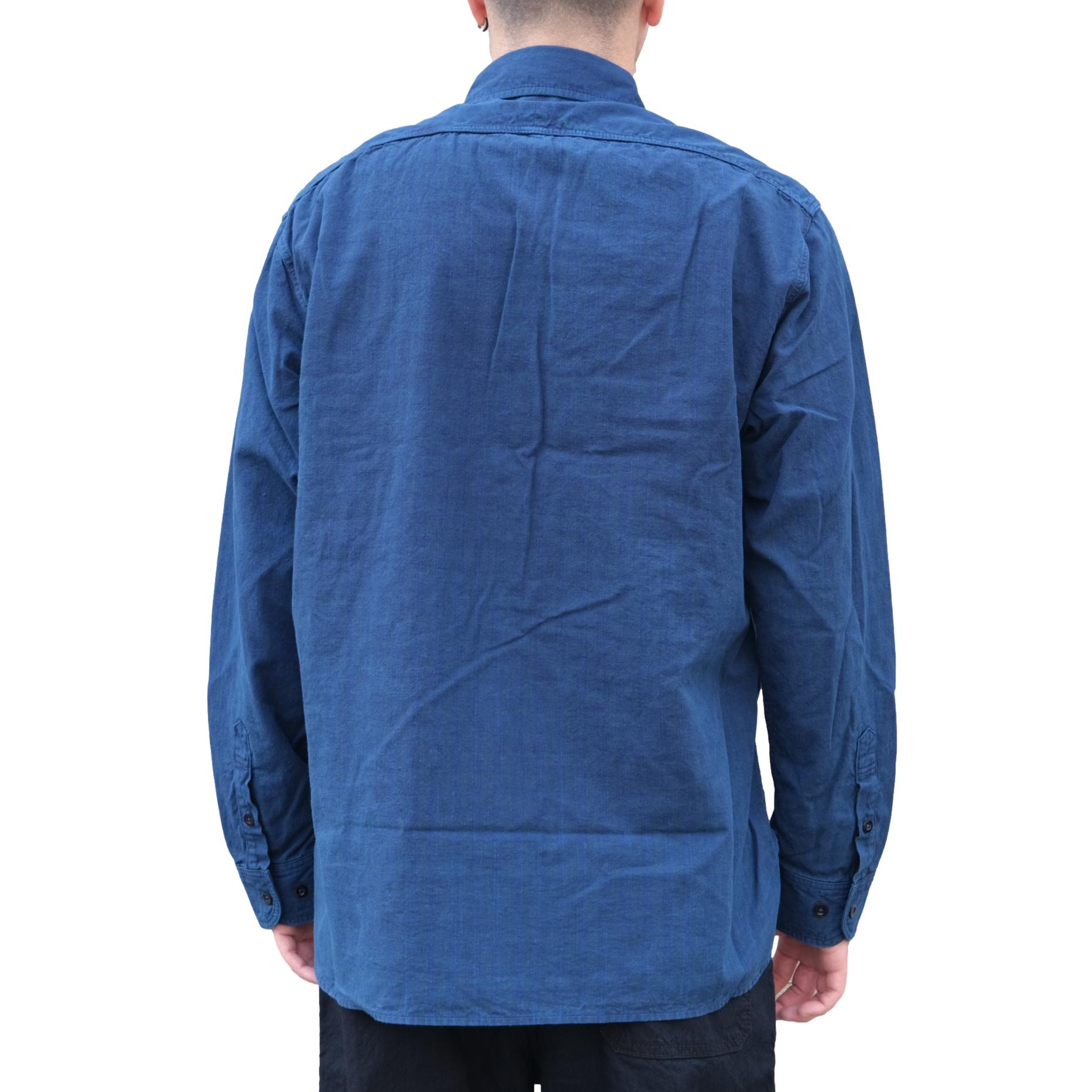 Omnigod Indigo Gingham Check Selvedge Chambray Work Shirt