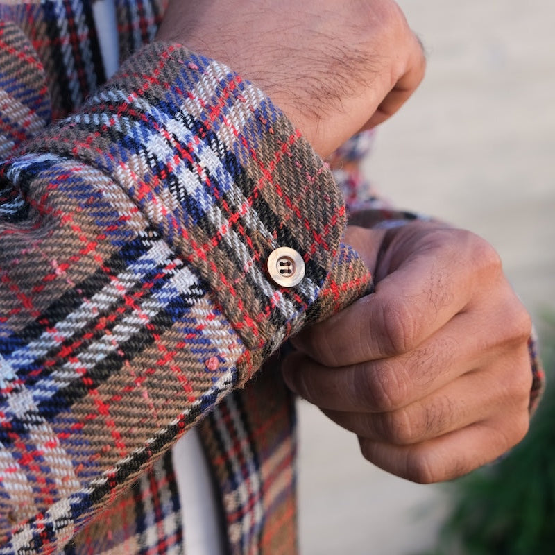 Fullcount Tartan Check Open Collar Flannel Shirt