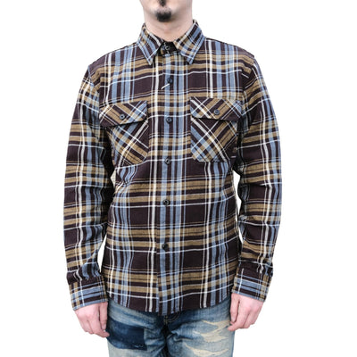 Studio D'Artisan No. 10 Heavyweight Check Flannel Shirt (Brown)