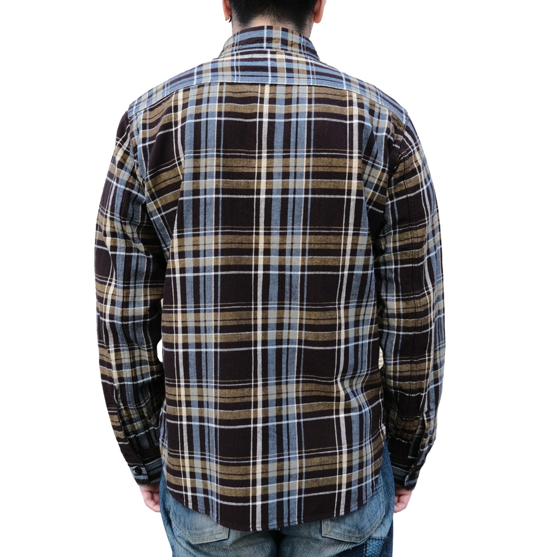 Studio D'Artisan No. 10 Heavyweight Check Flannel Shirt (Brown)