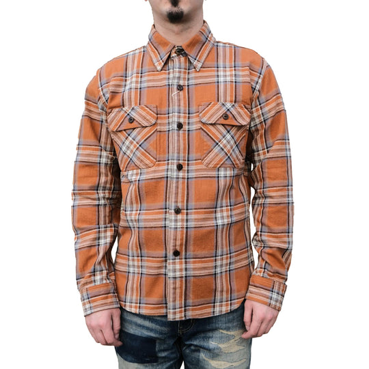 Studio D'Artisan No. 10 Heavyweight Check Flannel Shirt (Orange)