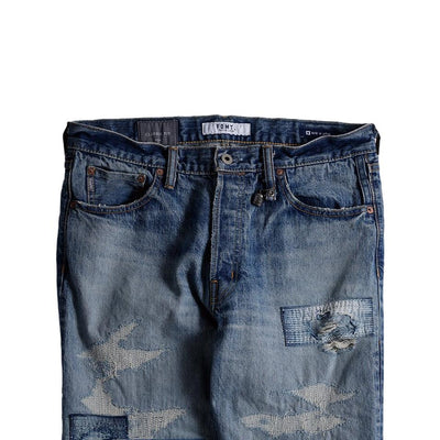 FDMTL Distressed Patchwork Selvedge Jeans (Regular Straight)