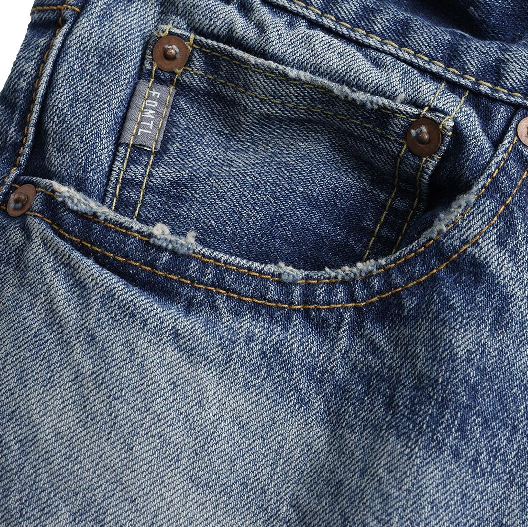 FDMTL Distressed Patchwork Selvedge Jeans (Regular Straight)