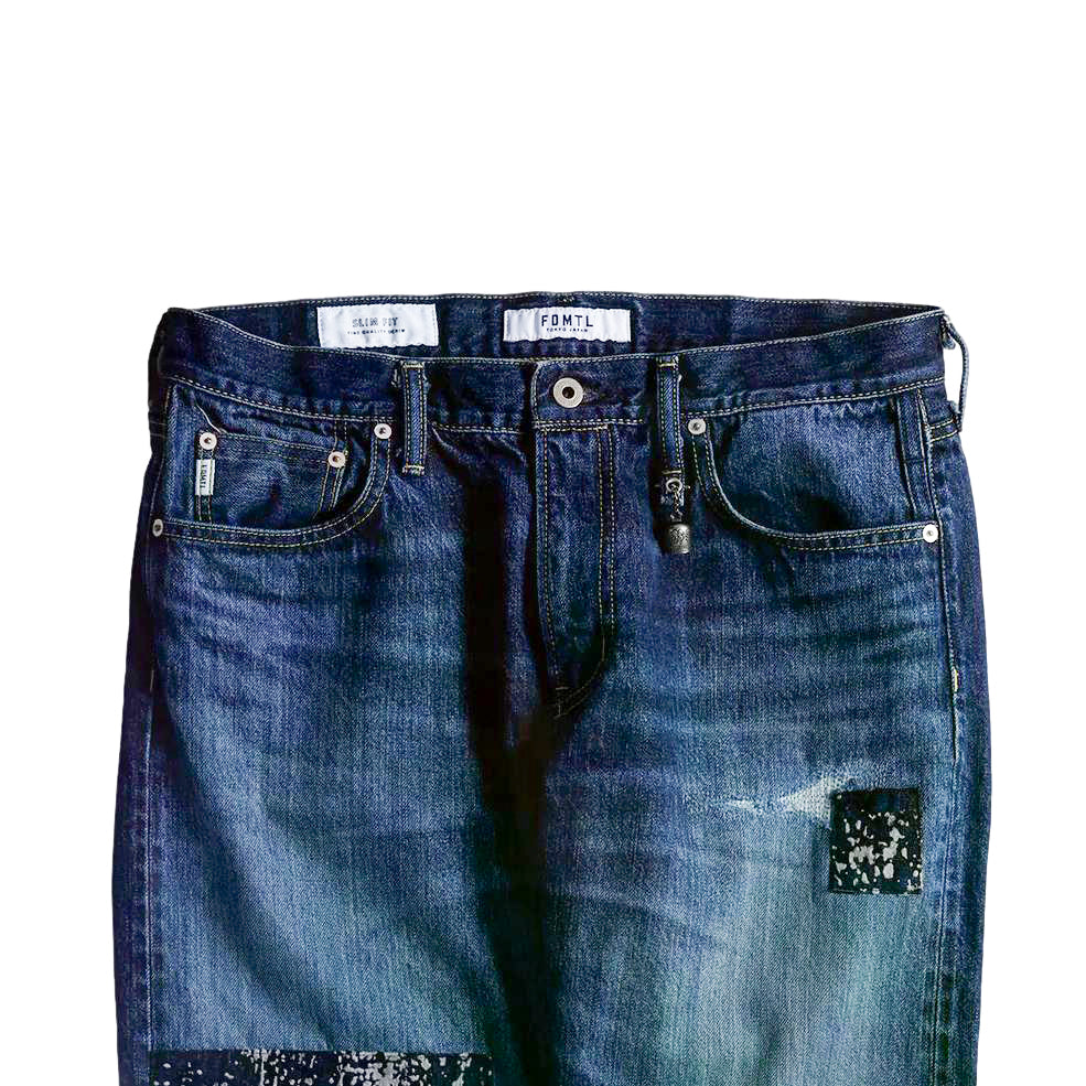 FDMTL Distressed Patchwork Selvedge Jeans (Regular Straight)