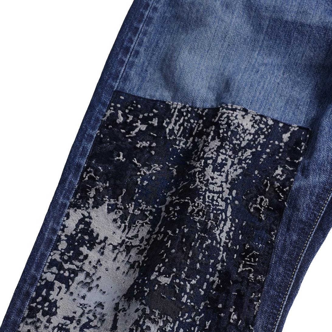 FDMTL Distressed Patchwork Selvedge Jeans (Regular Straight)