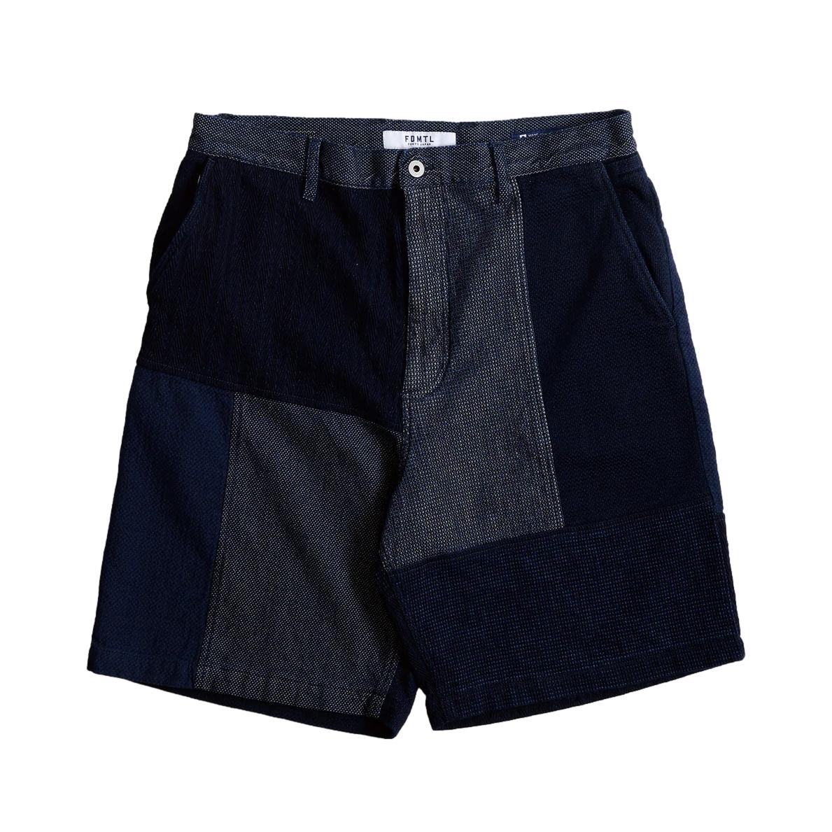 FDMTL Indigo Sashiko Patchwork Shorts - Okayama Denim