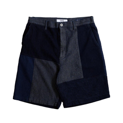 FDMTL Indigo Sashiko Patchwork Shorts - Okayama Denim