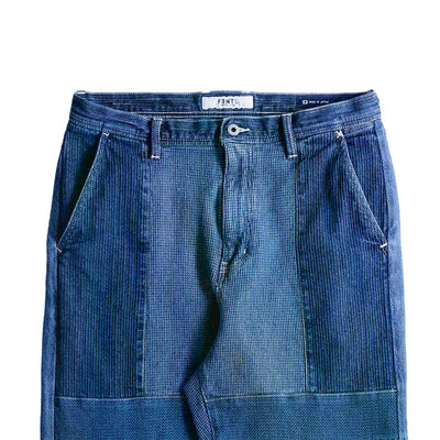 FDMTL Distressed Indigo Patchwork Pants (Regular Straight)