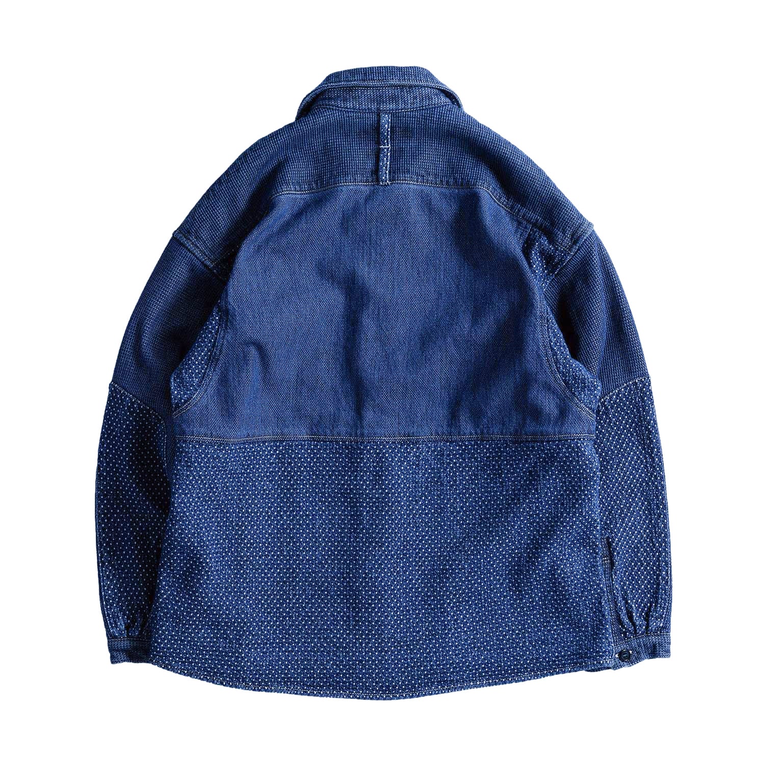FDMTL Distressed Indigo Patchwork Sashiko Shirt