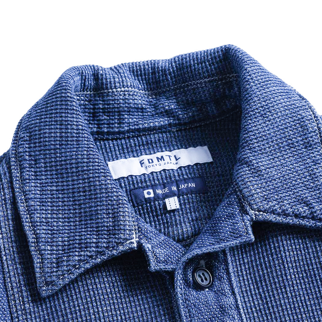 FDMTL Distressed Indigo Patchwork Sashiko Shirt