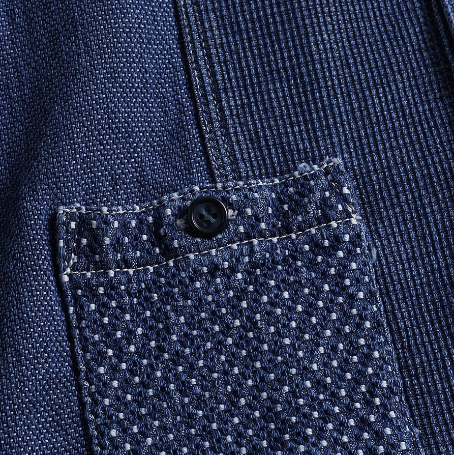 FDMTL Distressed Indigo Patchwork Sashiko Shirt