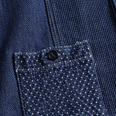 FDMTL Distressed Indigo Patchwork Sashiko Shirt
