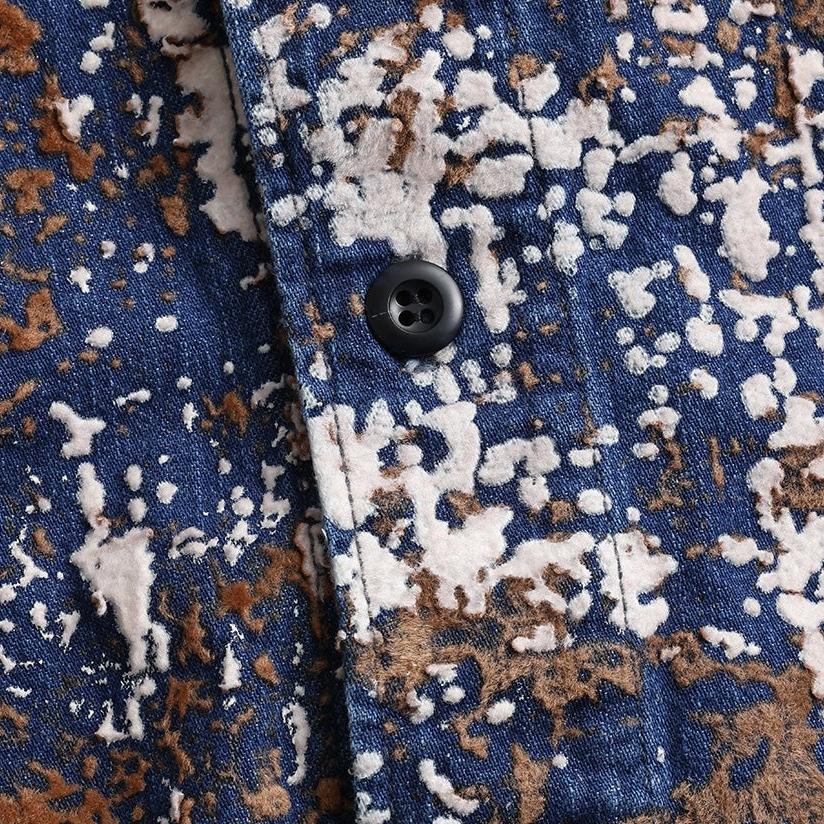 FDMTL Distressed Indigo Flock Boro Shirt