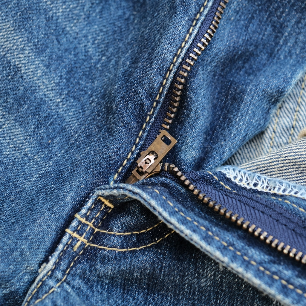 FDMTL Distressed Patchwork Selvedge Jeans (Slim Tapered)