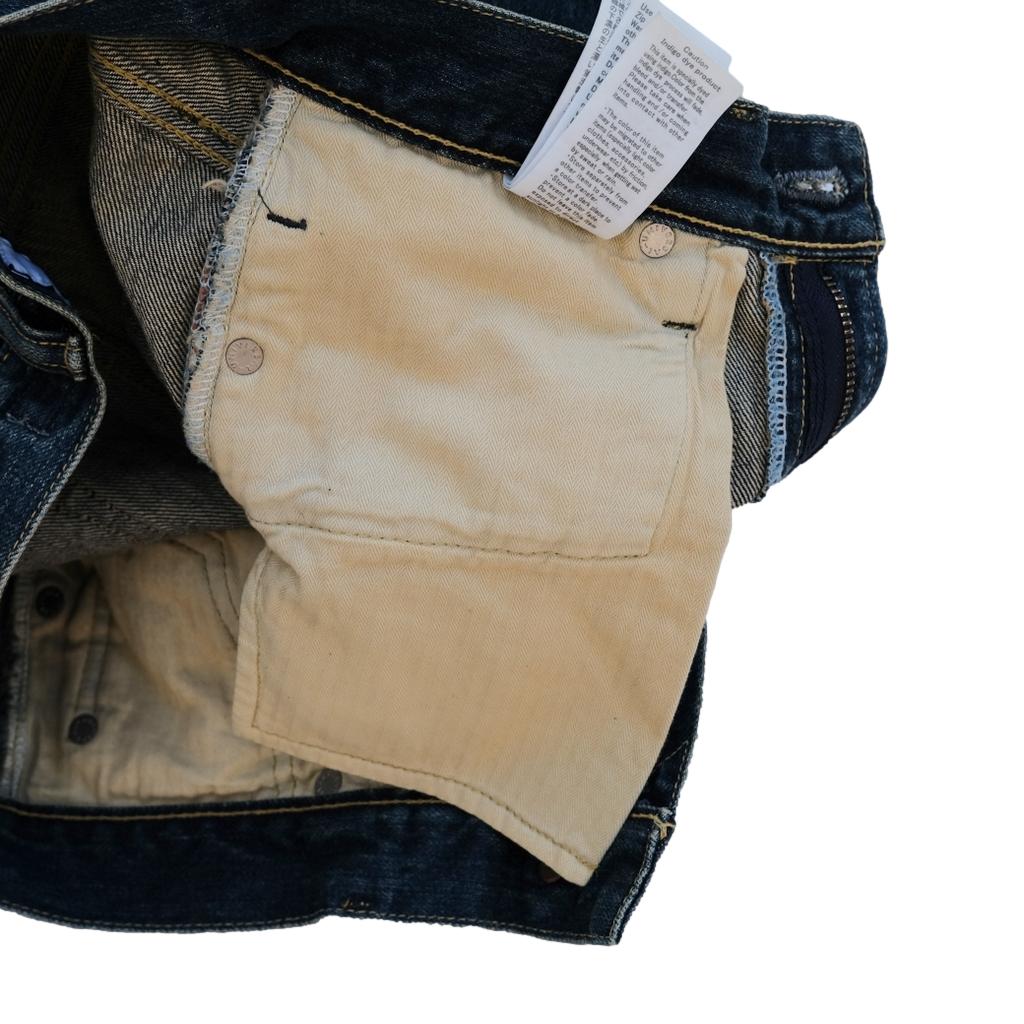 FDMTL Distressed Patchwork Selvedge Jeans (Slim Tapered