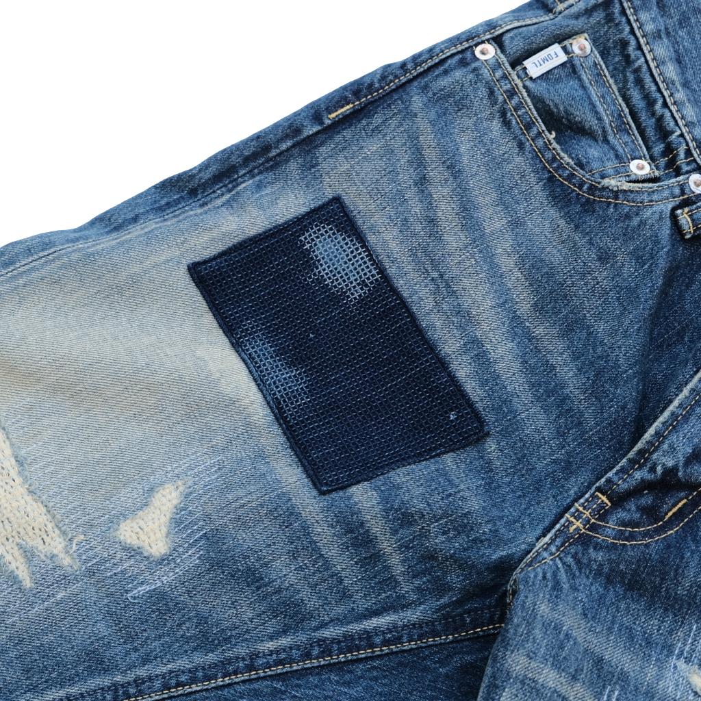 FDMTL Distressed Patchwork Selvedge Jeans (Slim Tapered