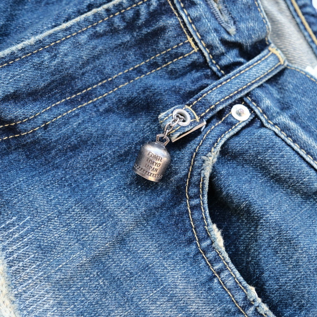 FDMTL Distressed Patchwork Selvedge Jeans (Slim Tapered)